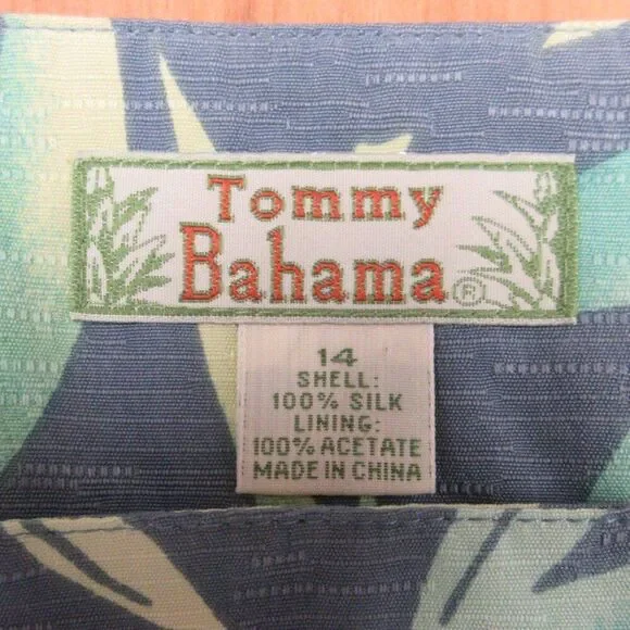 TOMMY BAHAMA Tropical Hawaiian 100% Silk Skirt Womens Sz 14 Fully Lined Side Zip - Picture 5 of 12